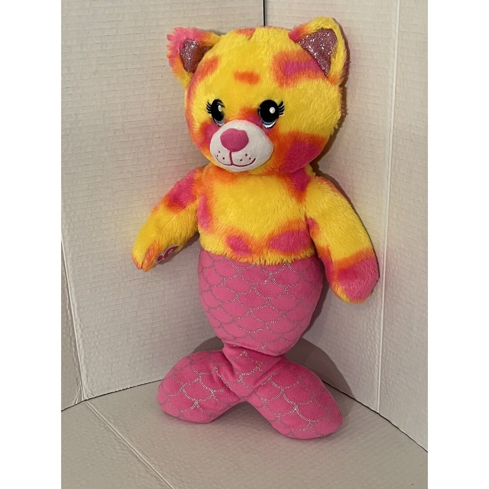 Build A Bear Mer-Cat Mermaid Plush 17" Cat Mermaid Plush Shimmering Tail BAB